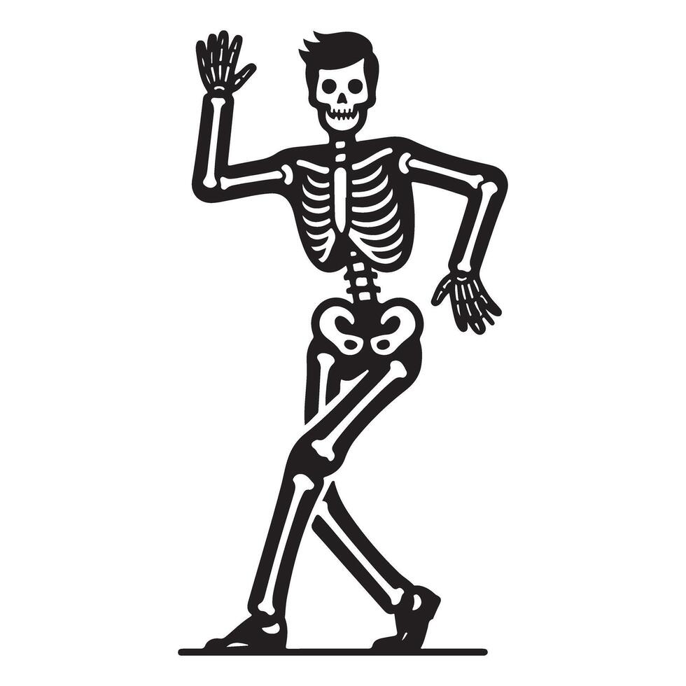 Dancing Skeleton Illustration Fun Halloween Spooky Silhouette vector