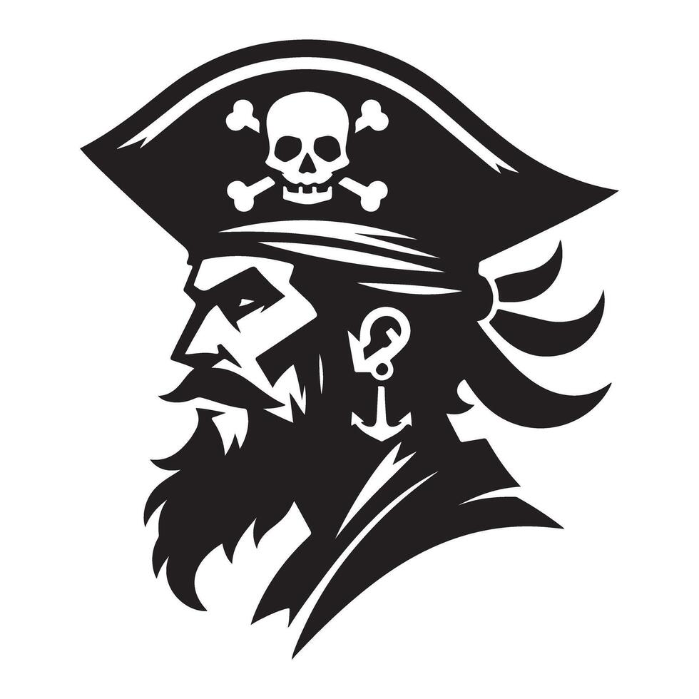 Bold Pirate Silhouette Art Illustration Perfect for Halloween vector