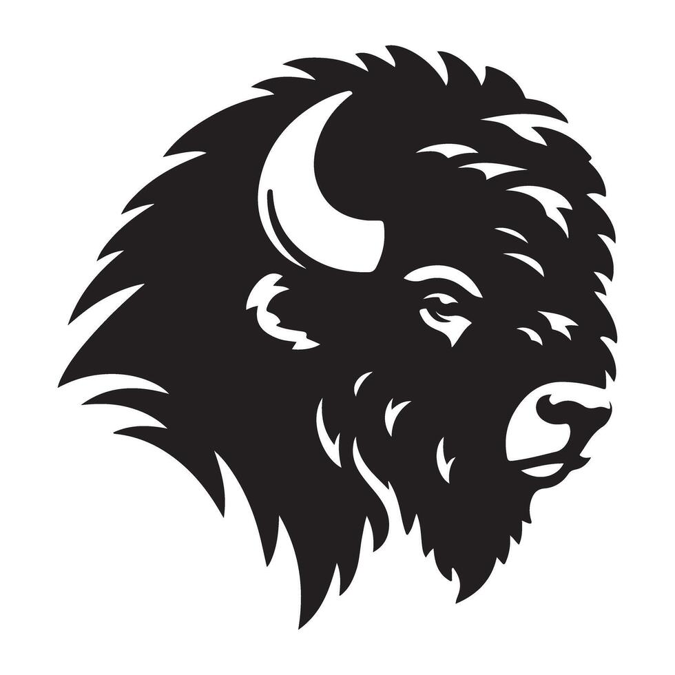 Powerful Silhouette of American Bison Head Illustration Art vector