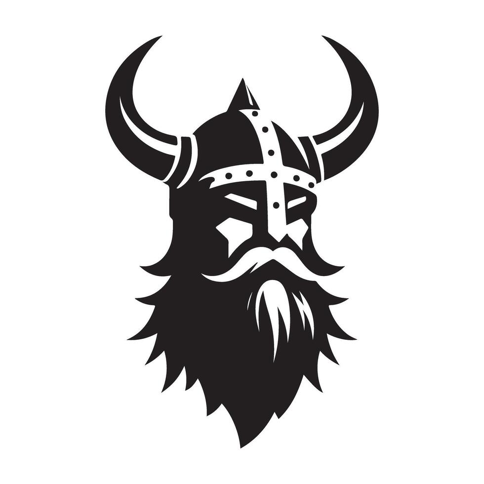 Viking Warrior Silhouette with Horned Helmet Nordic Mythology Art vector