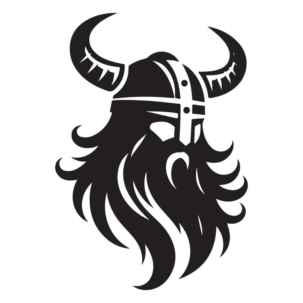 Silhouette Viking Warrior Head with Helmet Illustration Graphic vector
