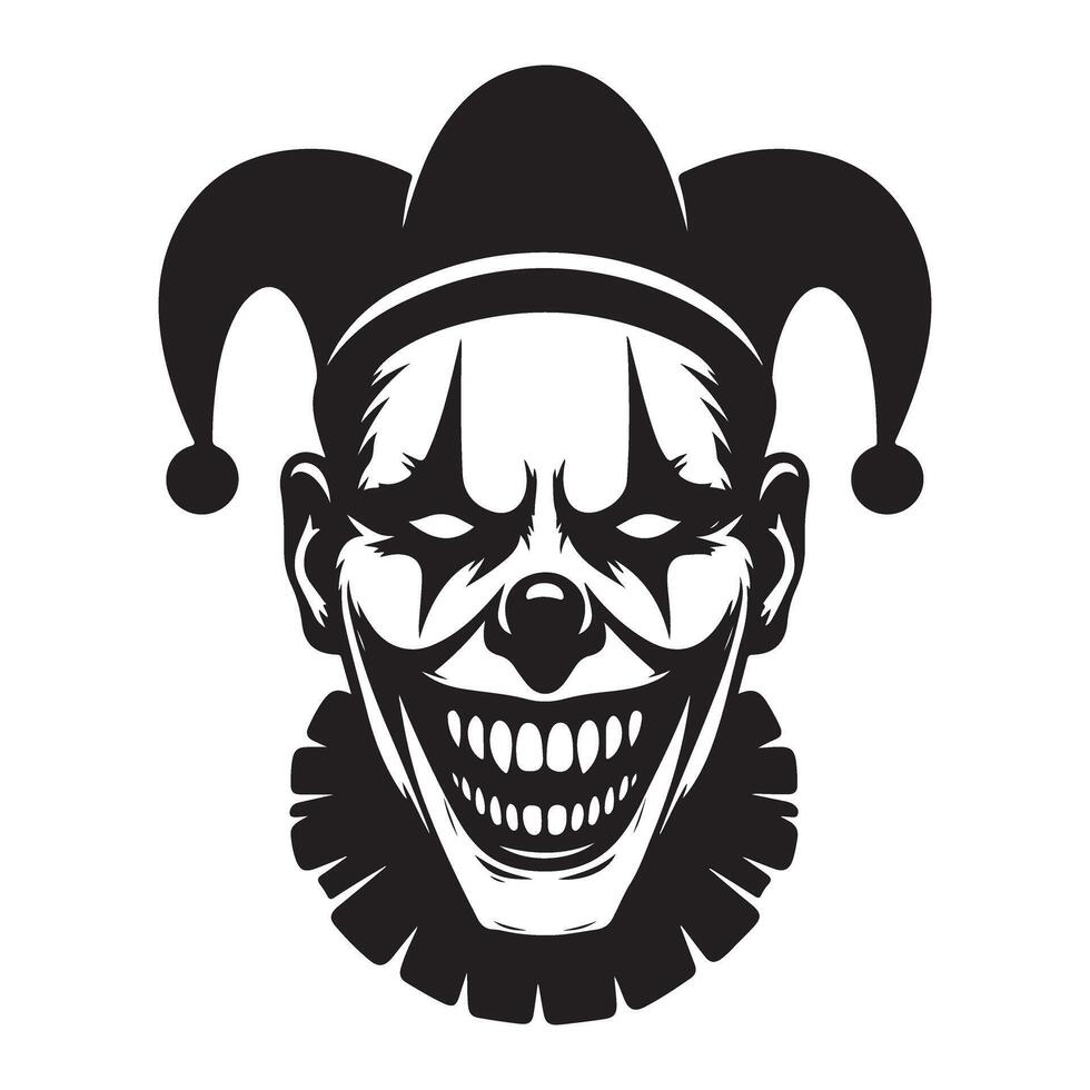 Jester Evil Clown with Hat Illustration for Graphic Design vector