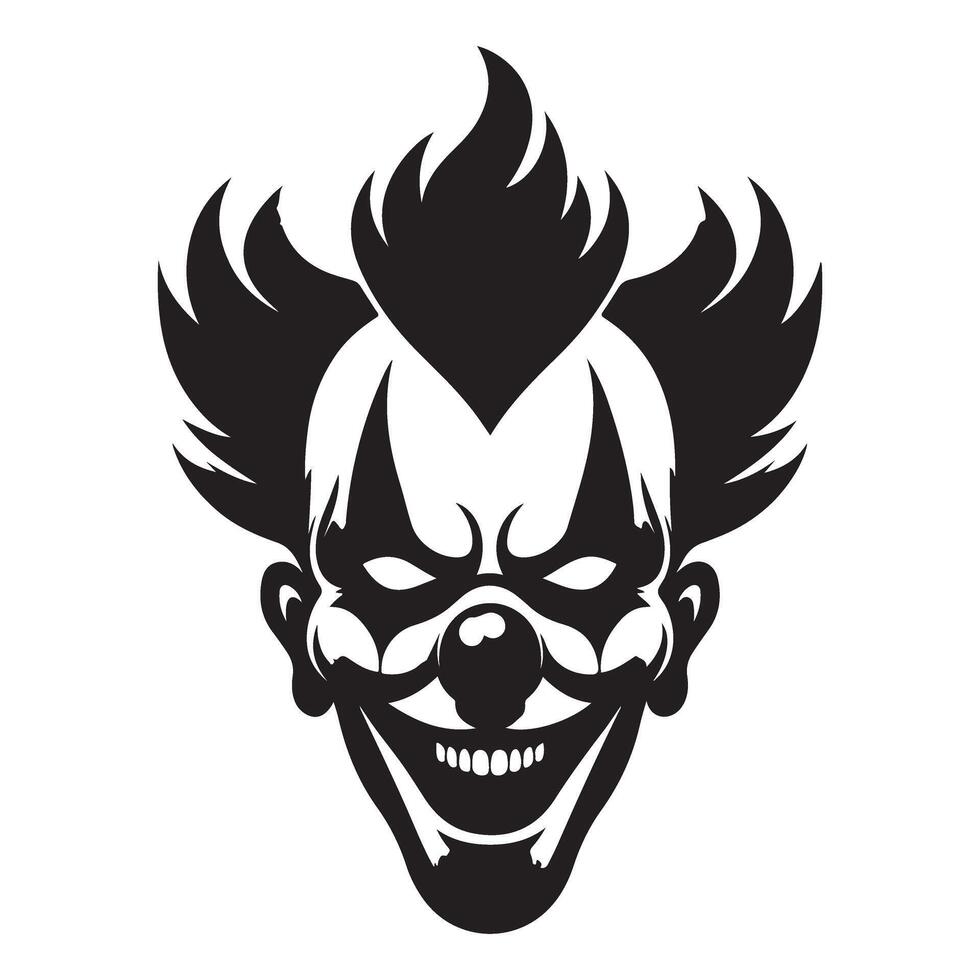 Frightening Clown with Flaming Hair Illustration for Scary Projects vector