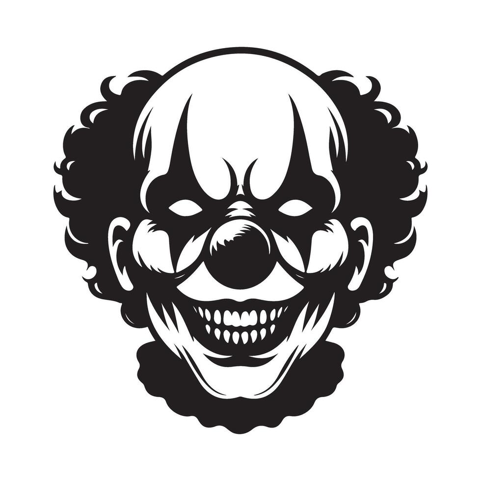 Frightening Clown Face with Afro Hairstyle Illustration vector