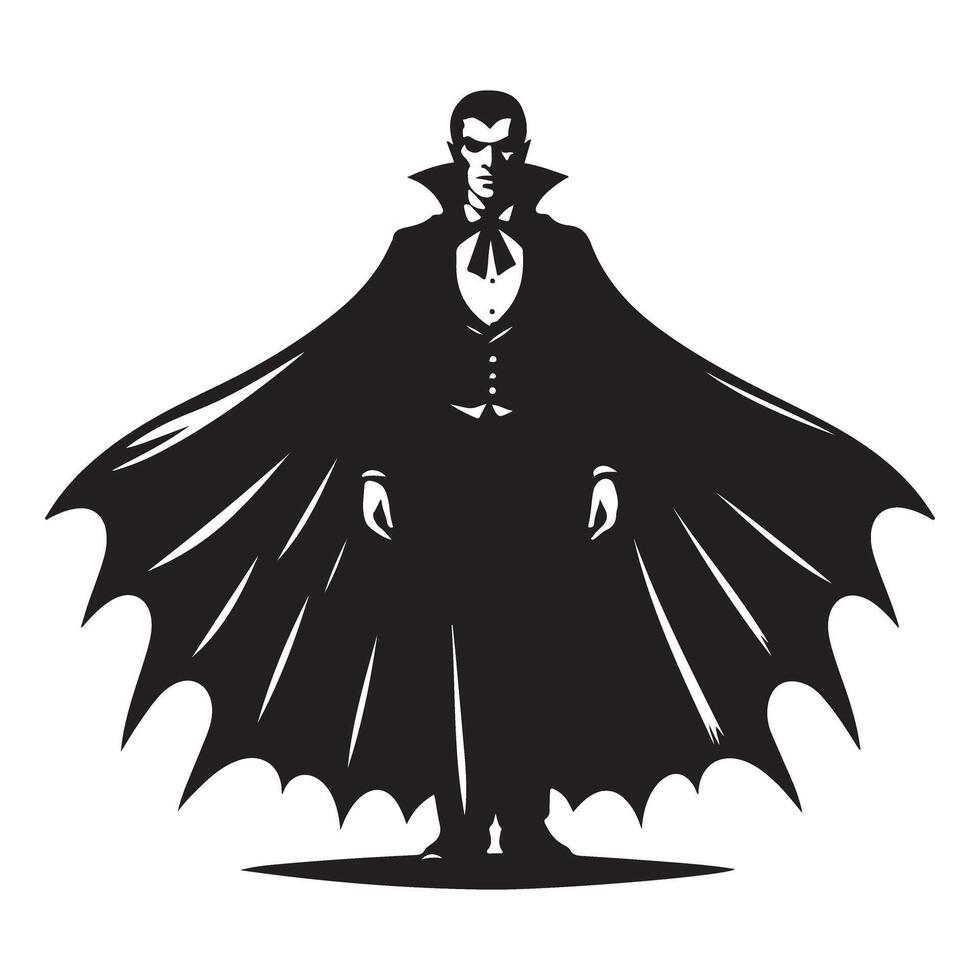 Elegant Dracula Silhouette Artwork The Mysterious Vampire Prince Illustration vector