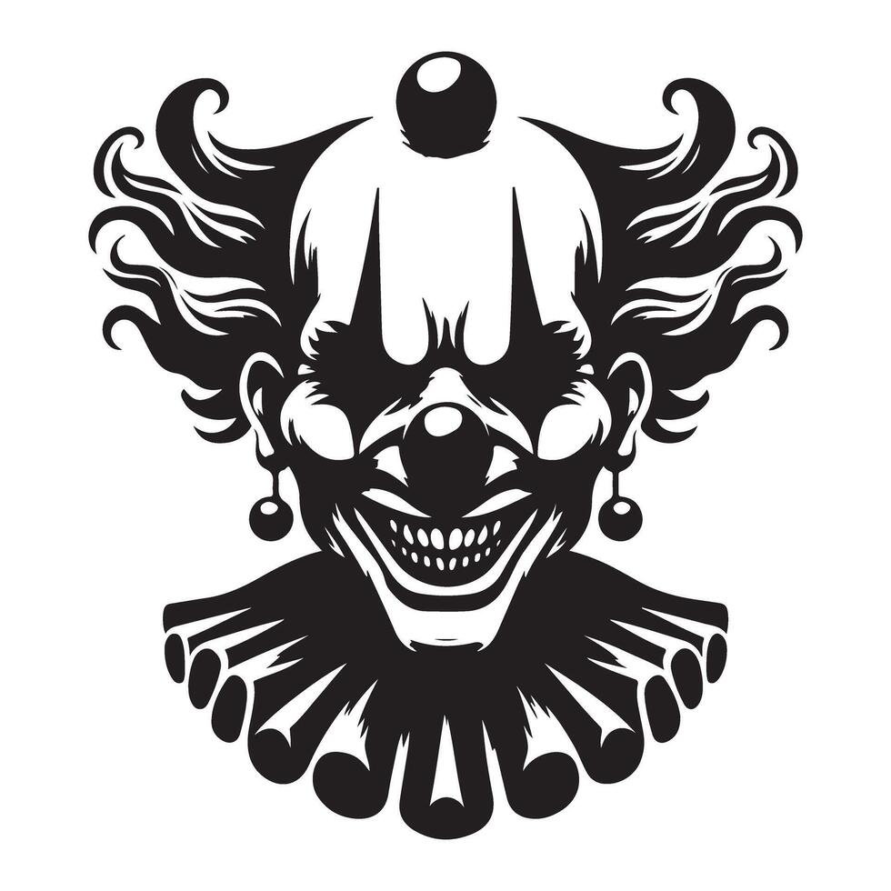 Sinister Clown With Hairdo and Ruffled Collar Illustration vector