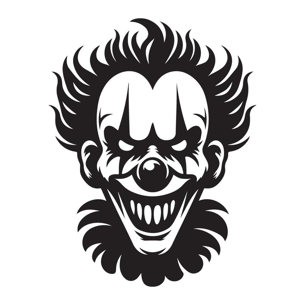 Menacing Clown Silhouette Illustration with Ruffled Collar vector