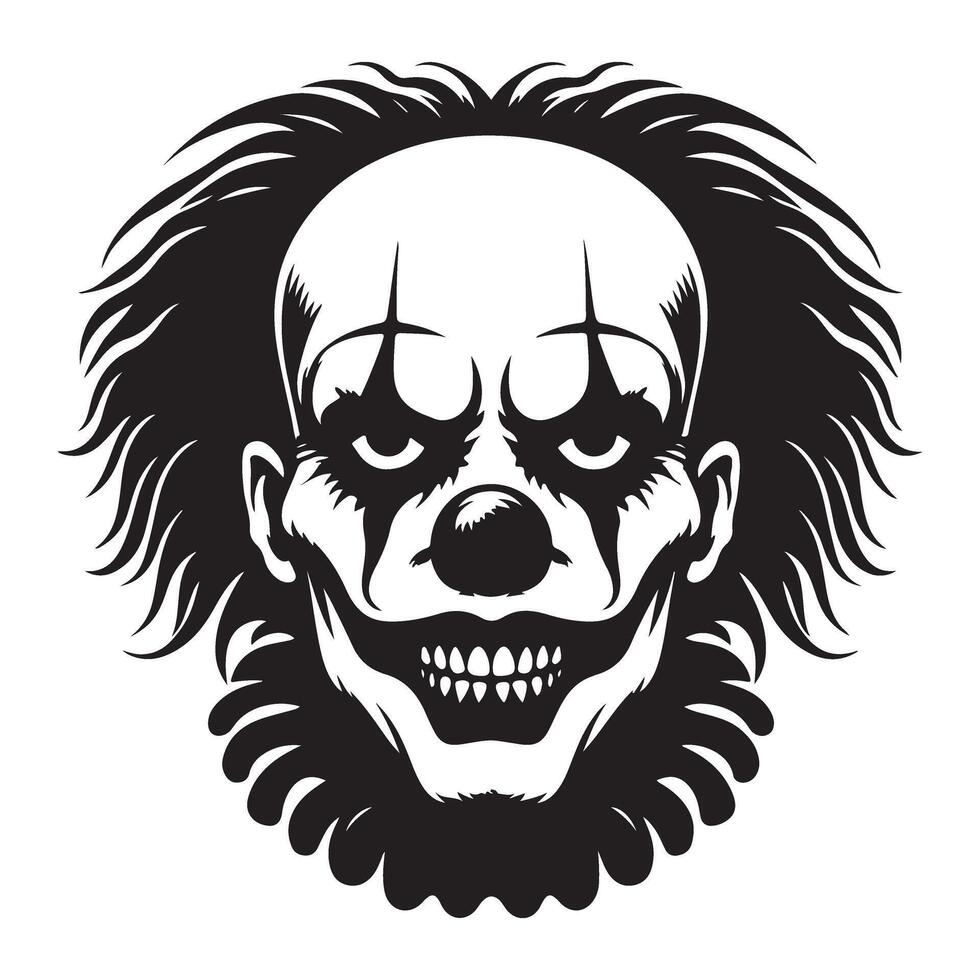 Vintage Spooky Halloween Clown Skull Graphic Illustration vector