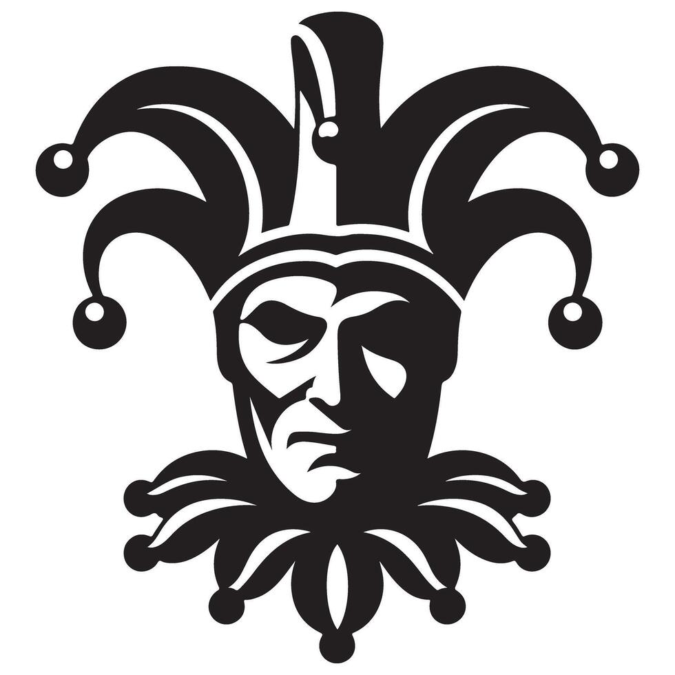 Jester Art Silhouette Illustration Masked Fool Character Design vector