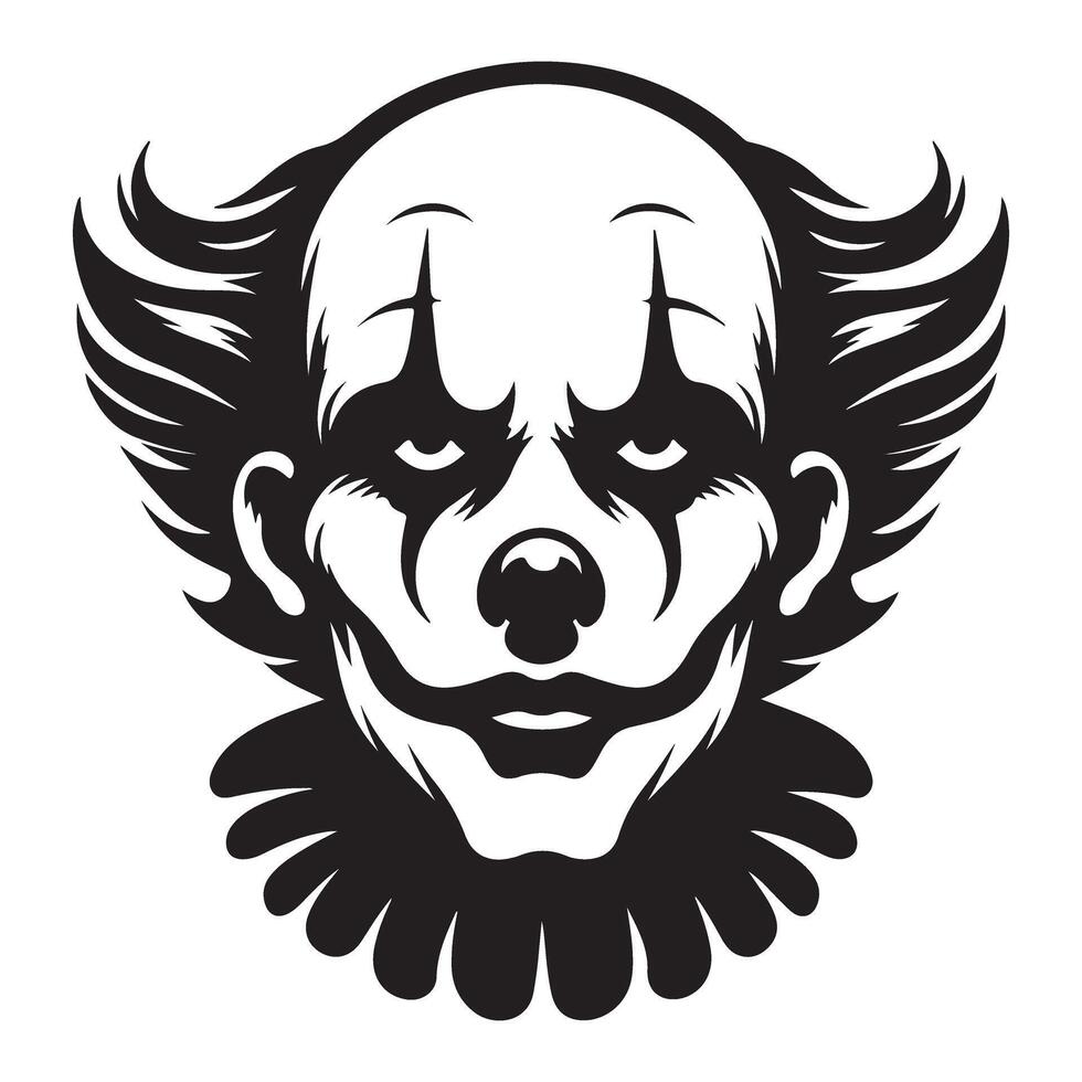 Creepy Evil Clown Illustration with Simple Design vector