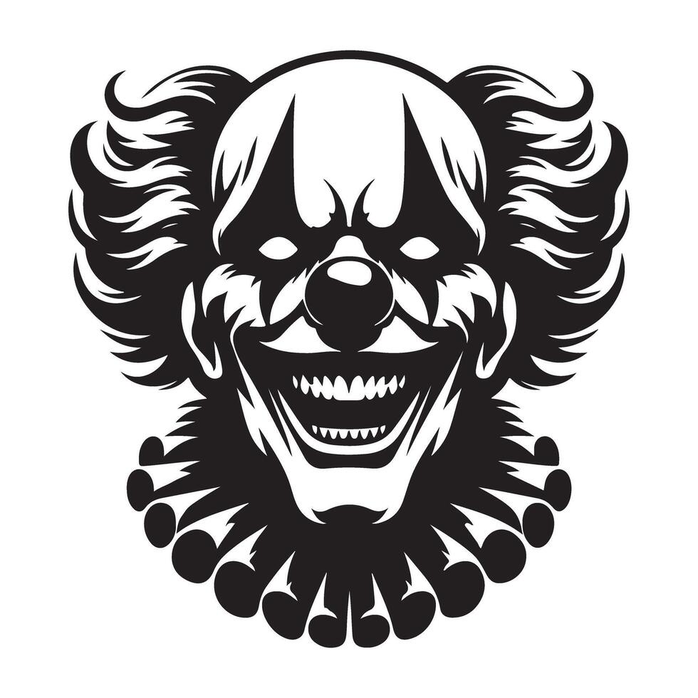Creepy clown face silhouette illustration perfect for halloween designs vector