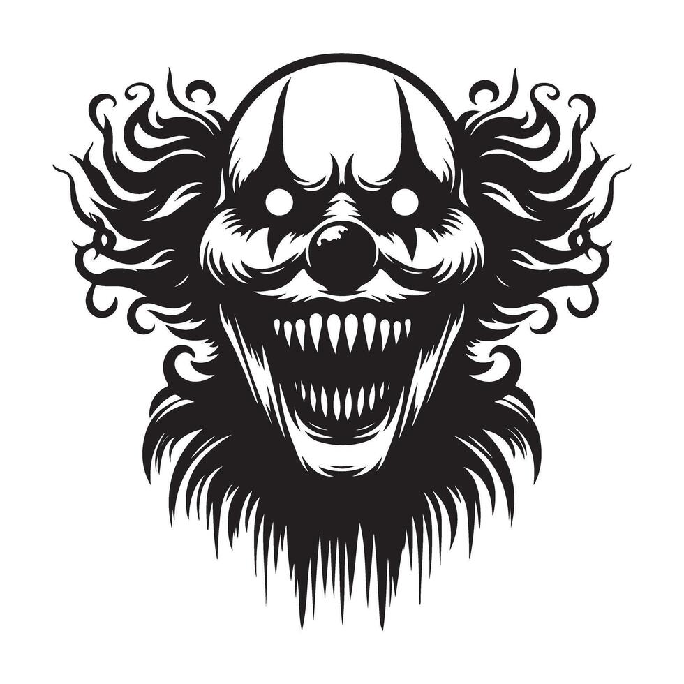 Terrifying Evil Clown Art Illustration for Scary Themes vector