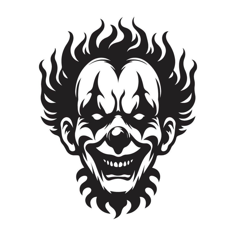 Creepy Clown Art Face Illustration Design for Halloween vector