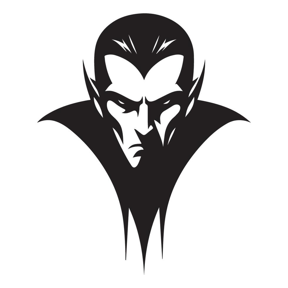 Intense silhouette portrait of a vampire with sharp features illustration vector