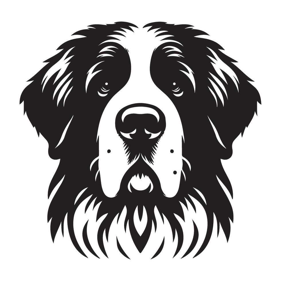 Majestic Saint Bernard Dog Breed Portrait Illustration Art vector