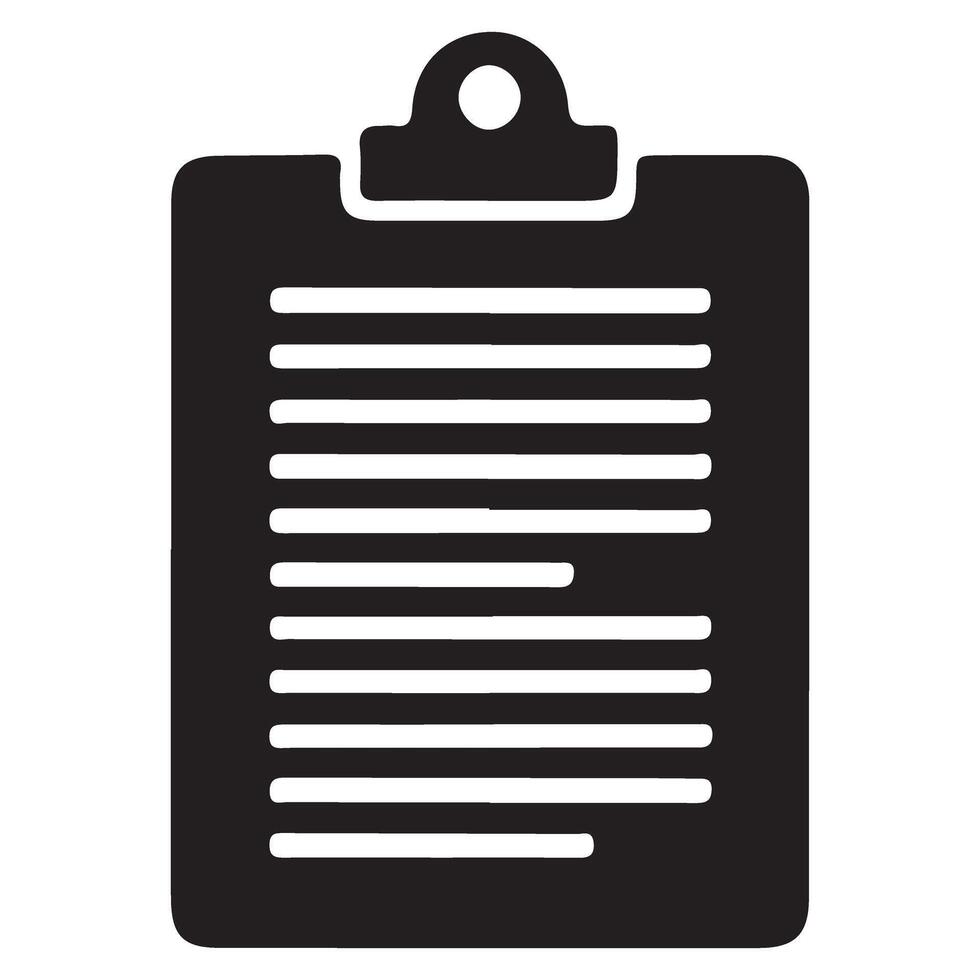Black clipboard with document silhouette for official use vector