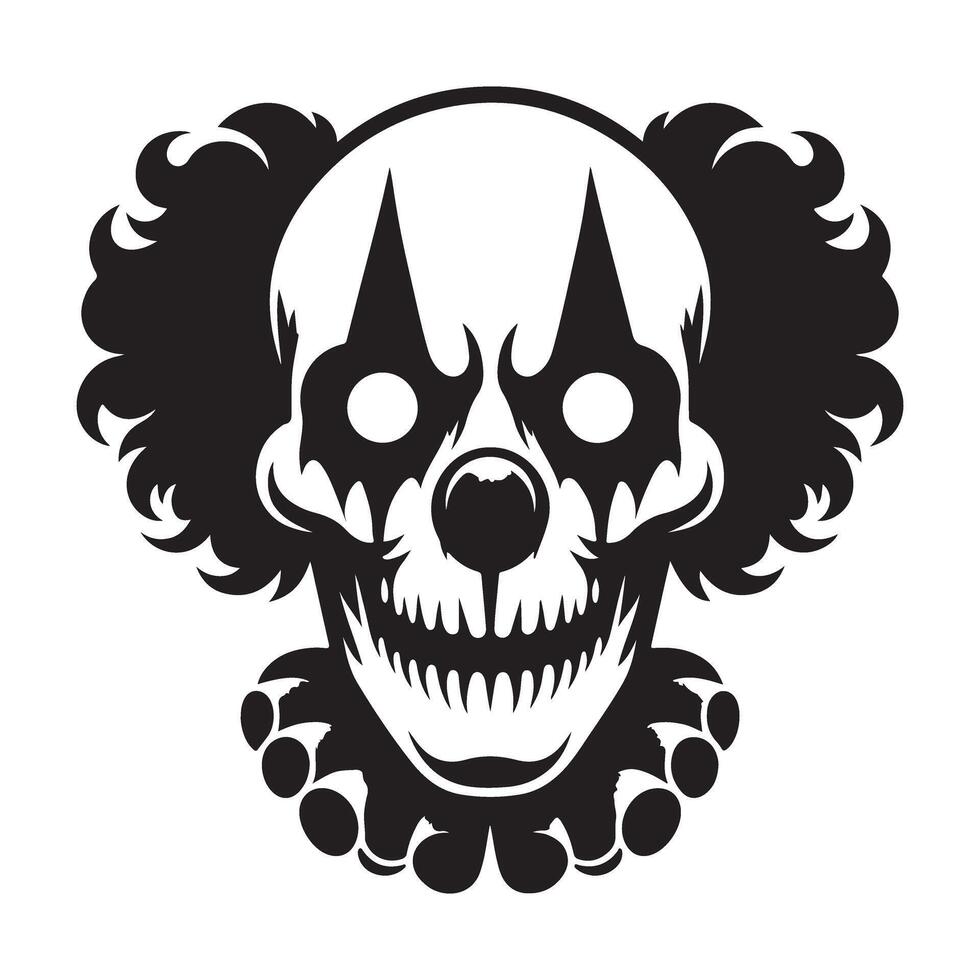Spooky Halloween Clown Face Skull Silhouette Graphic Design vector