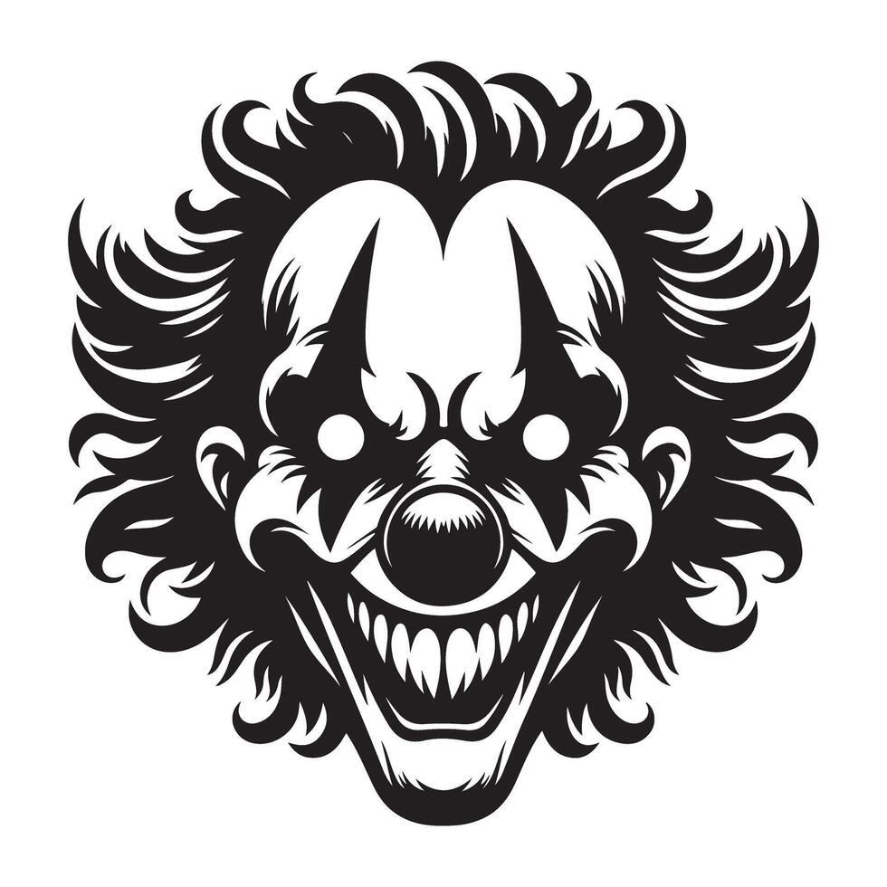 Terrifying clown face illustration for halloween horror concept design vector