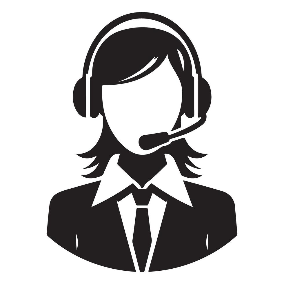 Customer service representative silhouette with headset illustration vector