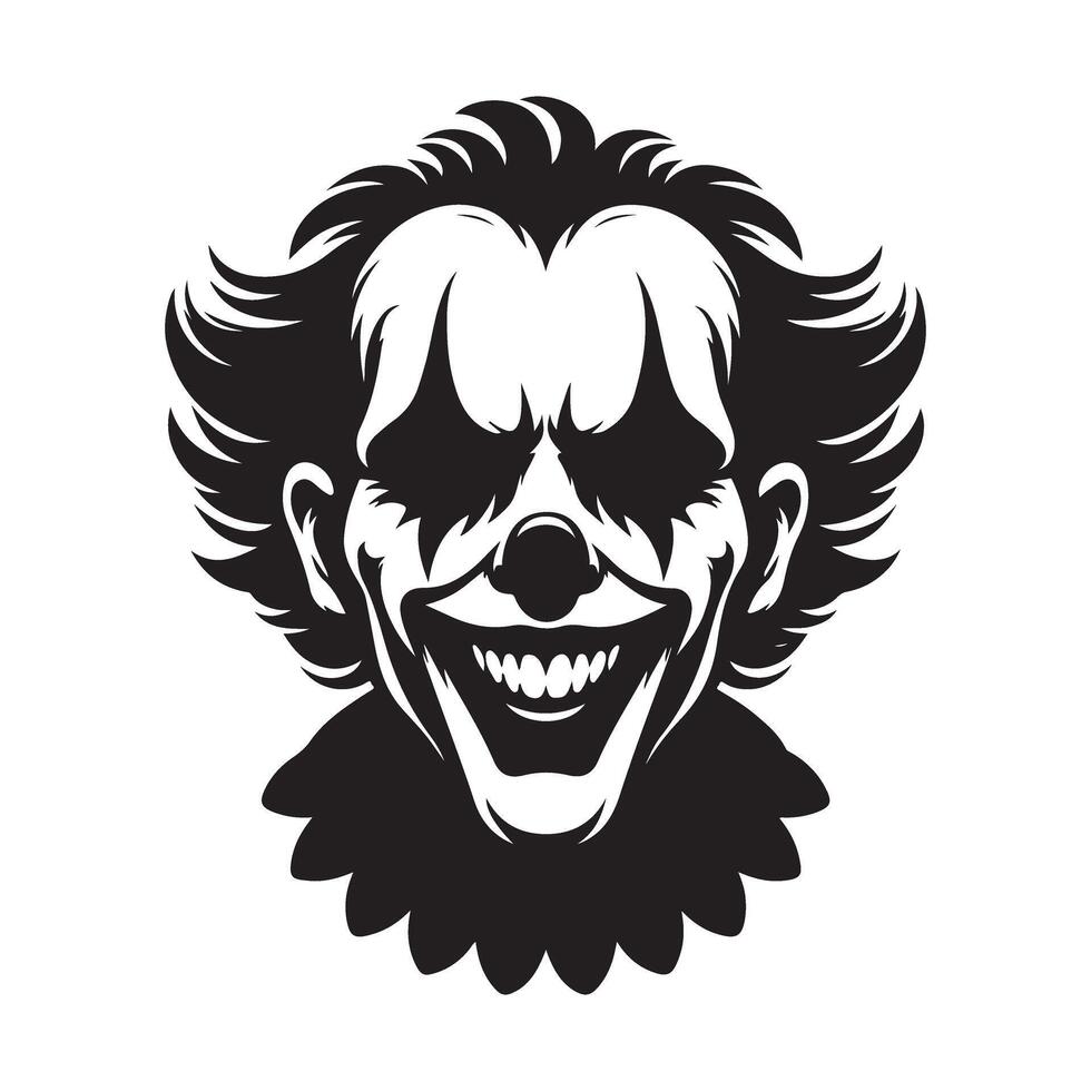 Menacing Halloween Clown with Creepy Grin Illustration Graphic vector