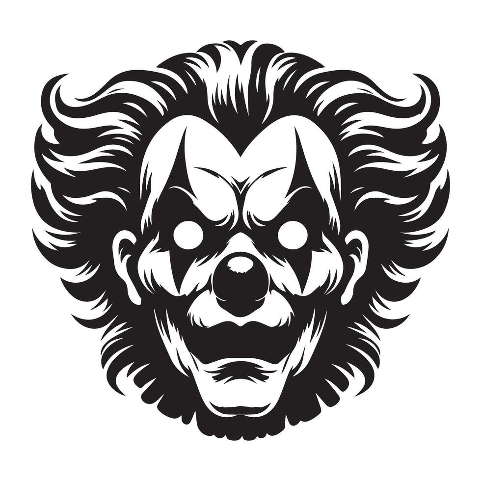 Illustration of a Frightening Clown Face Silhouette Design vector