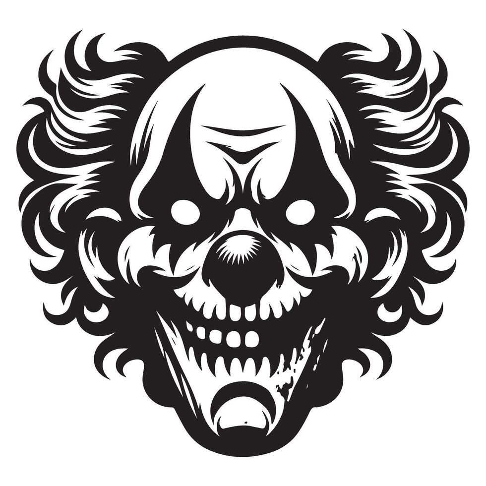 Terrifying Clown Silhouette Horror Illustration and Artwork Design vector