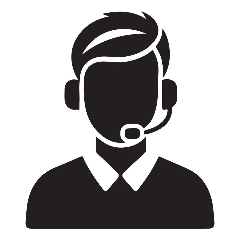 Professional male customer support agent with headset icon vector