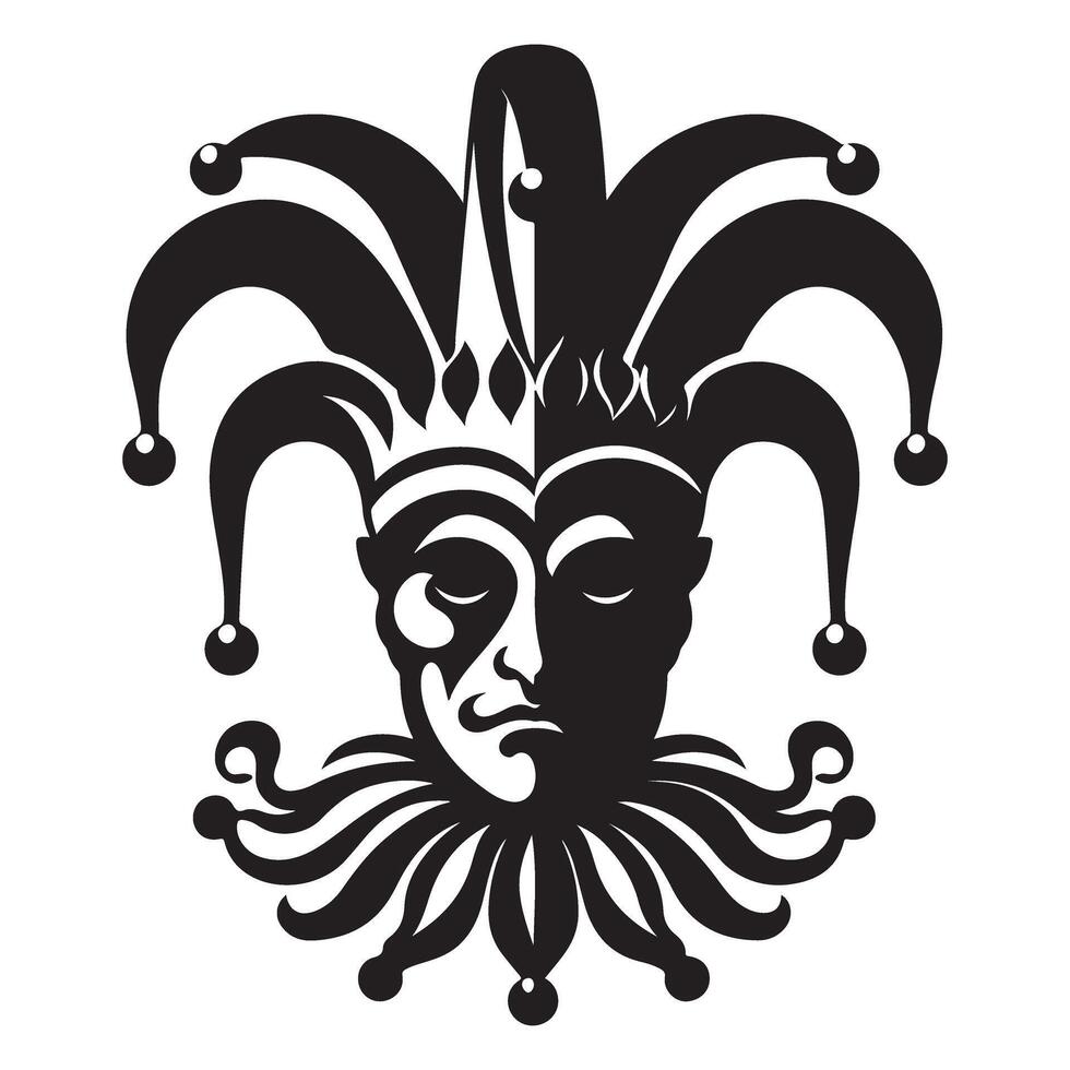 Jester silhouette image for carnival designs and celebrations vector