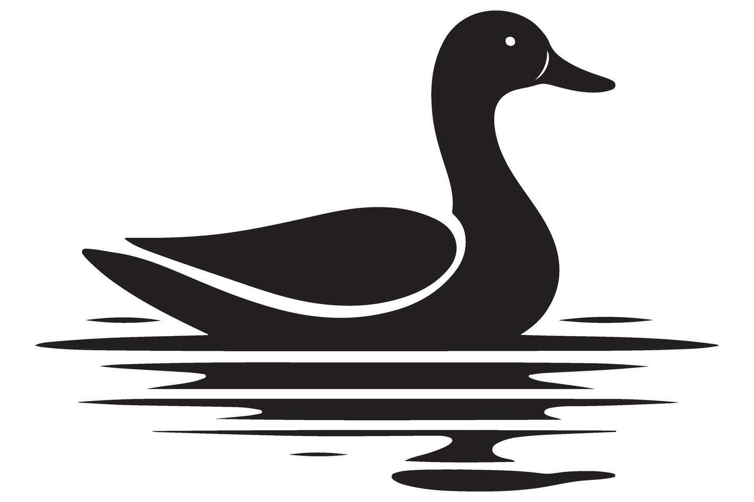 Black Duck Silhouette on Water Illustration Simple Design vector