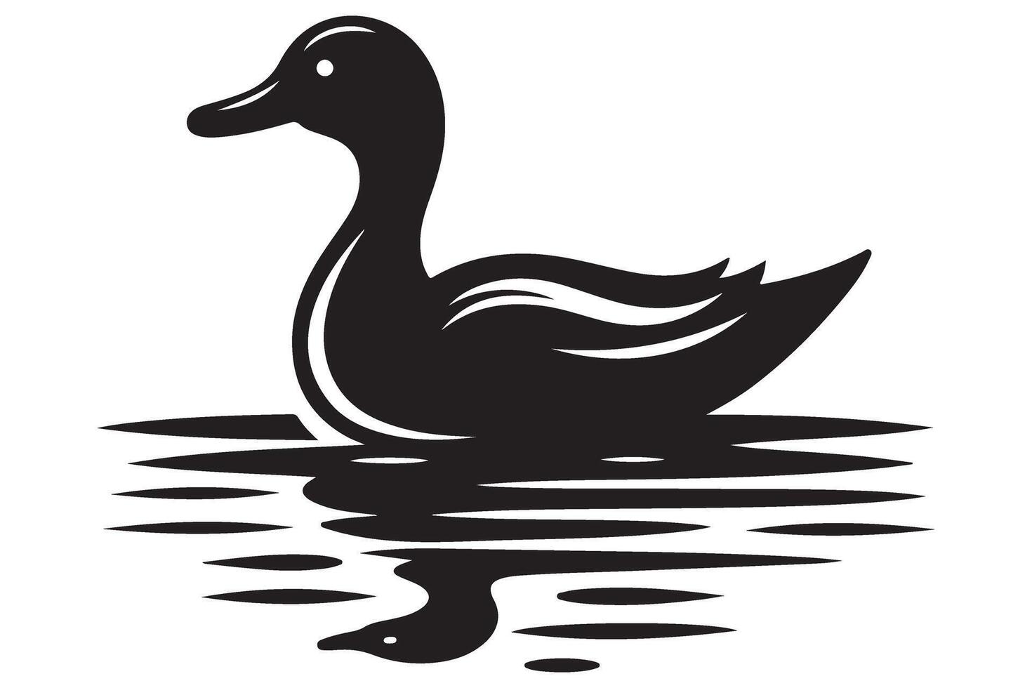 Simple Duck Floating on Water Silhouette Illustration vector