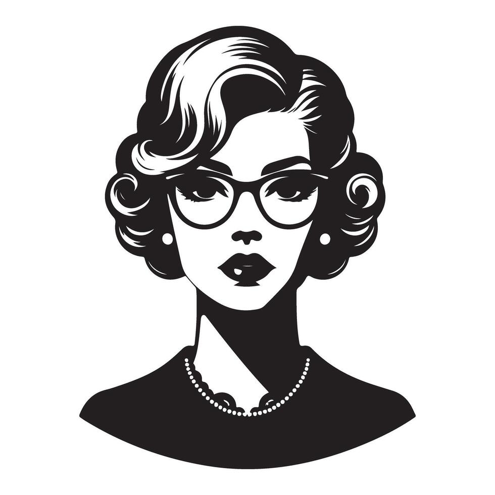Elegant woman with glasses art silhouette design for fashion vector