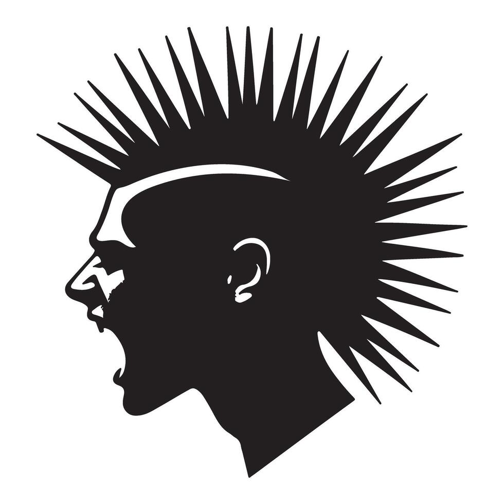 Screaming punk rocker silhouette illustration for rebel design vector