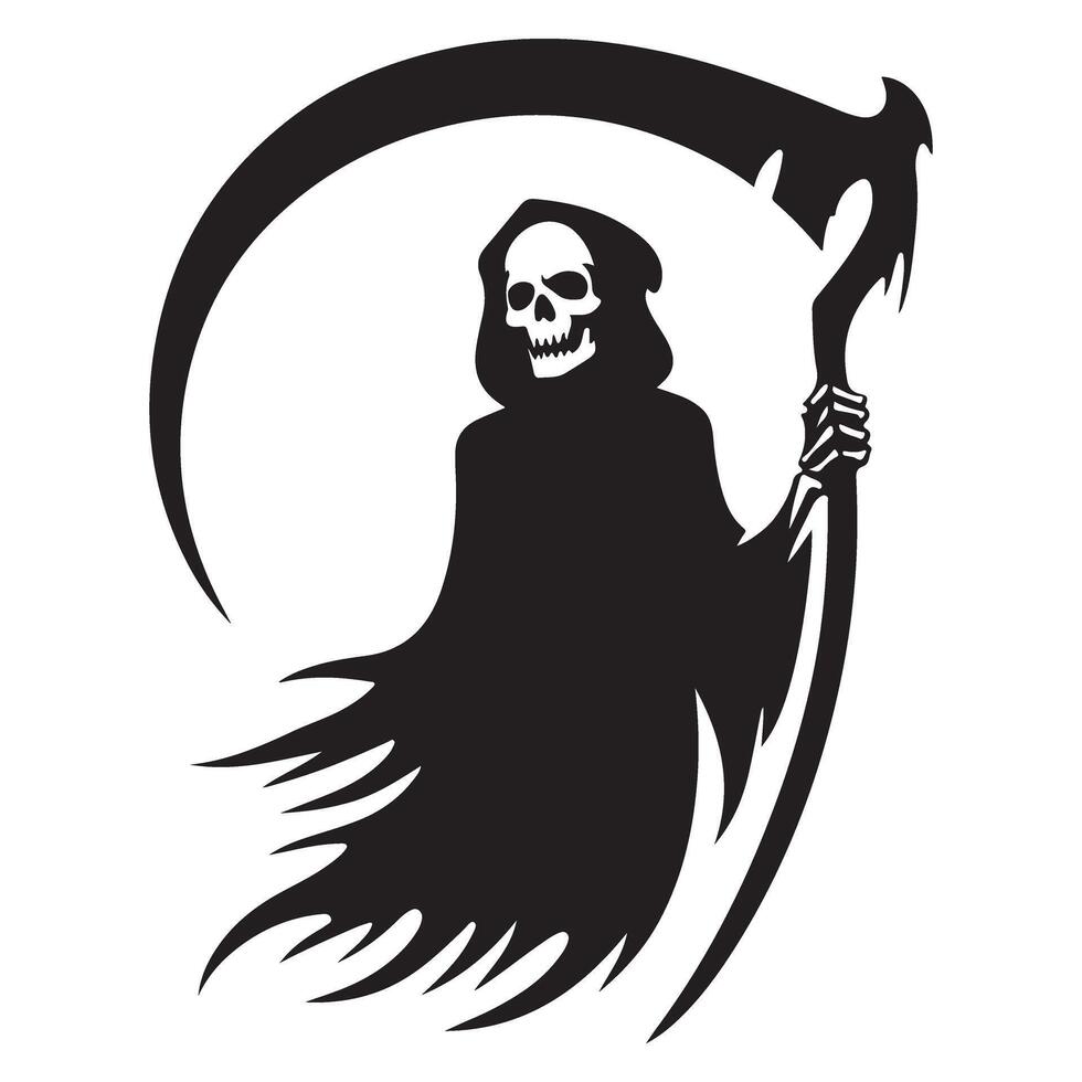 Grim Reaper Silhouette Illustration Death Personified Scary Halloween vector