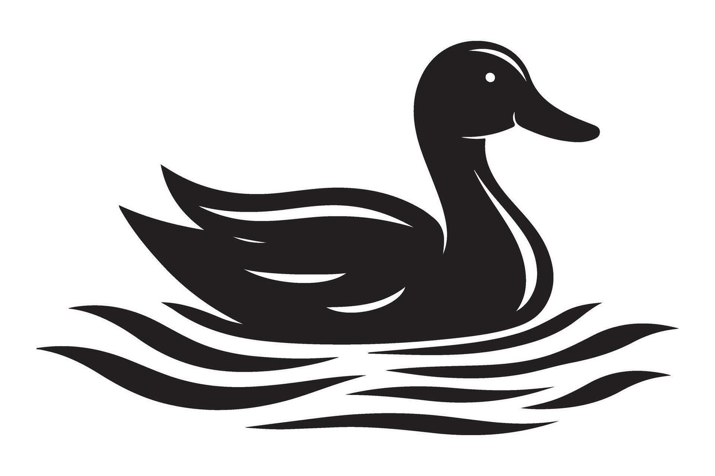 Elegant swimming duck silhouette illustration nature wildlife vector