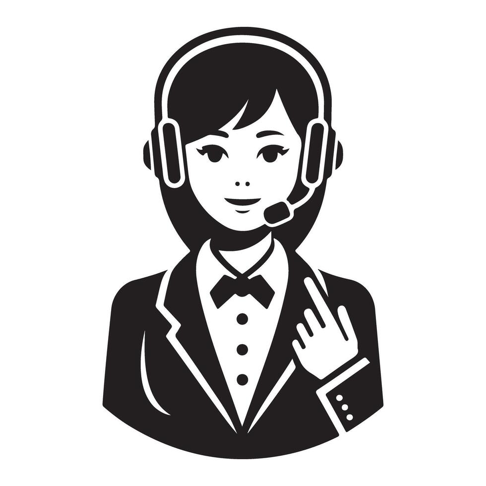 Friendly customer support silhouette illustration service quality vector