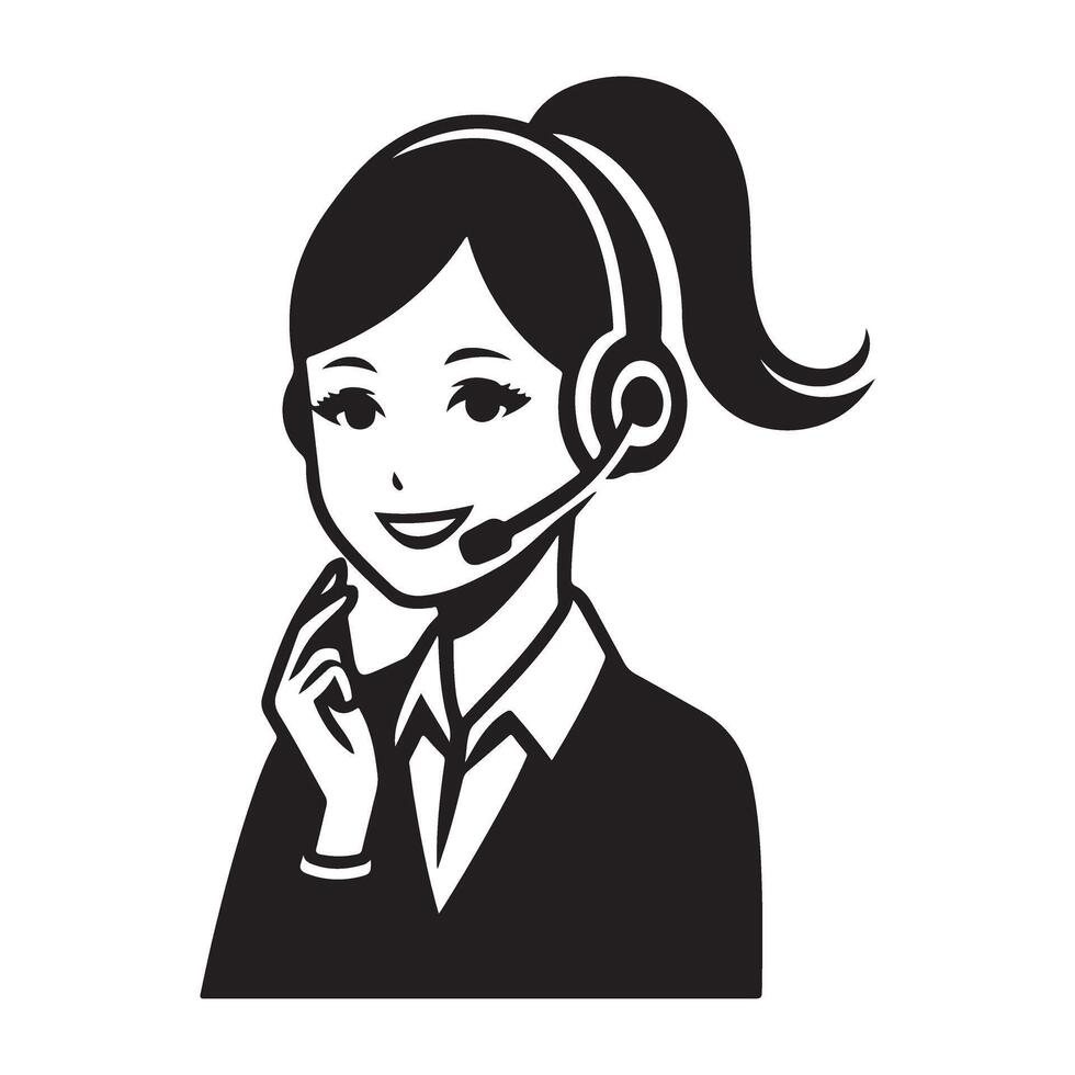 Smiling Customer Service Agent with Headset Art Design vector