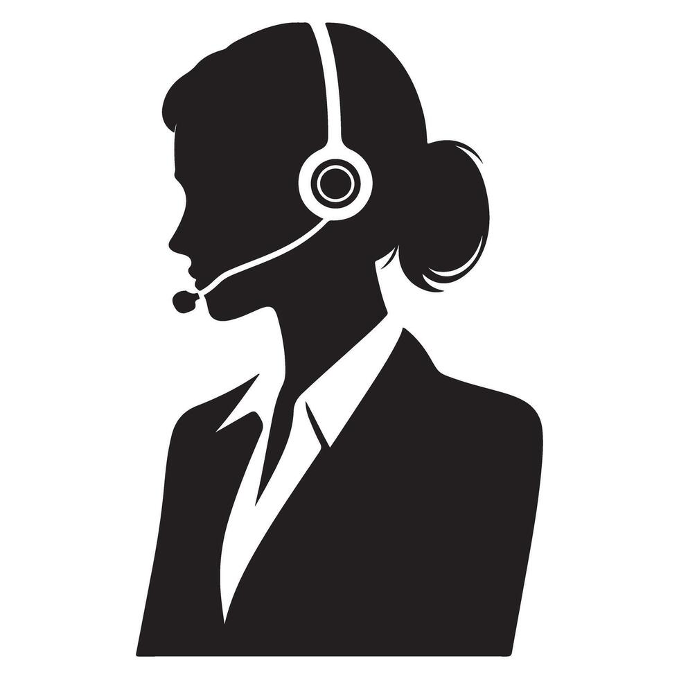 Customer Service Representative Silhouette Illustration with Headset vector