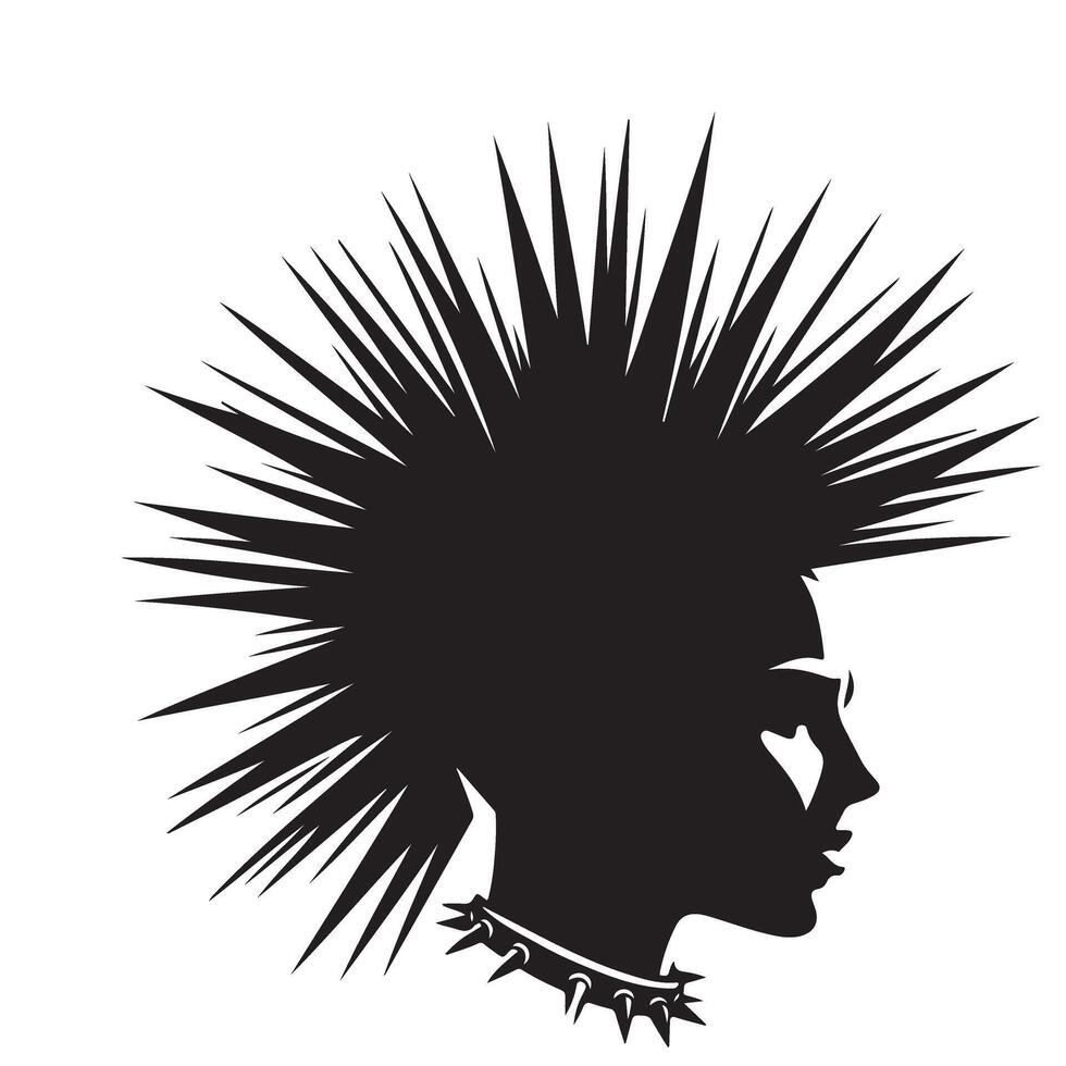 Edgy Punk Hairstyle Silhouette with Spiked Collar and Fierce Attitude vector