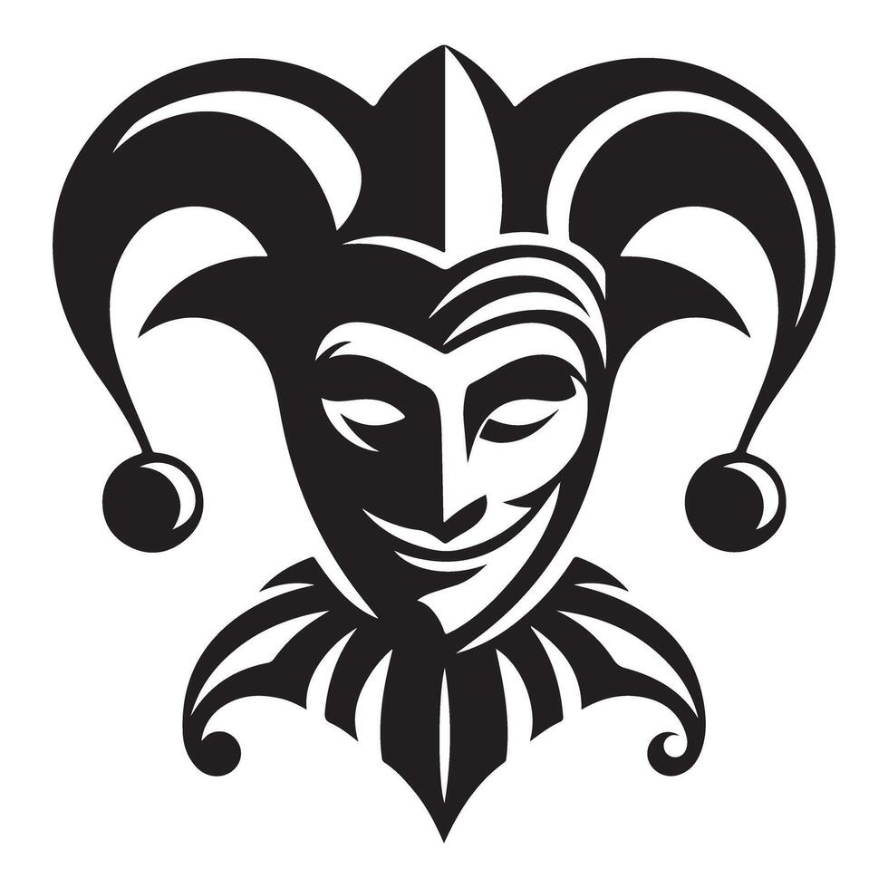 Jester Silhouette Illustration Classic Fool Design Graphic vector