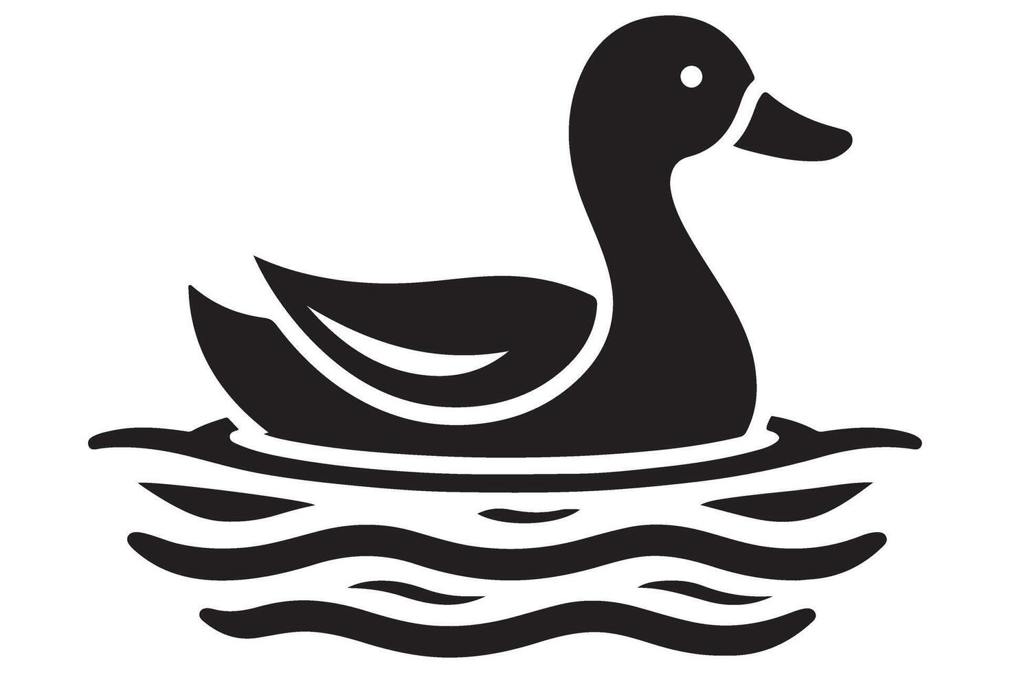 Silhouette Duck Floating On Water Pond Design For Nature vector