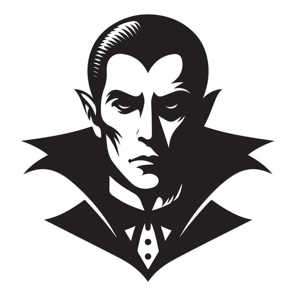 Classic vampire with sharp fangs silhouette design illustration vector
