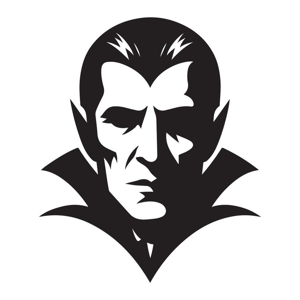 Dracula vampire silhouette artwork with intense gaze icon vector