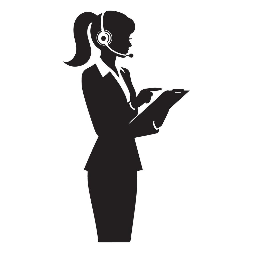 Customer Service Representative Silhouette Illustration Consulting Document vector