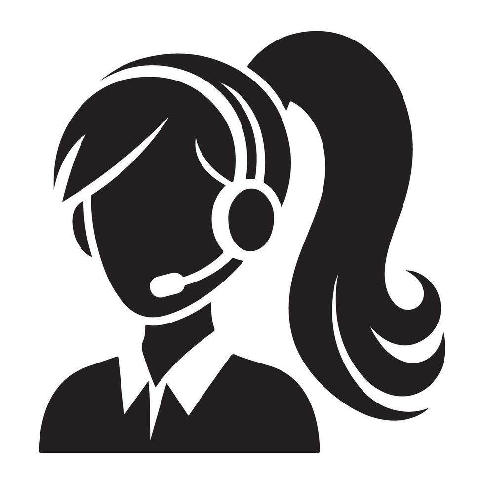 Dedicated customer support service professional providing assistance with headset vector