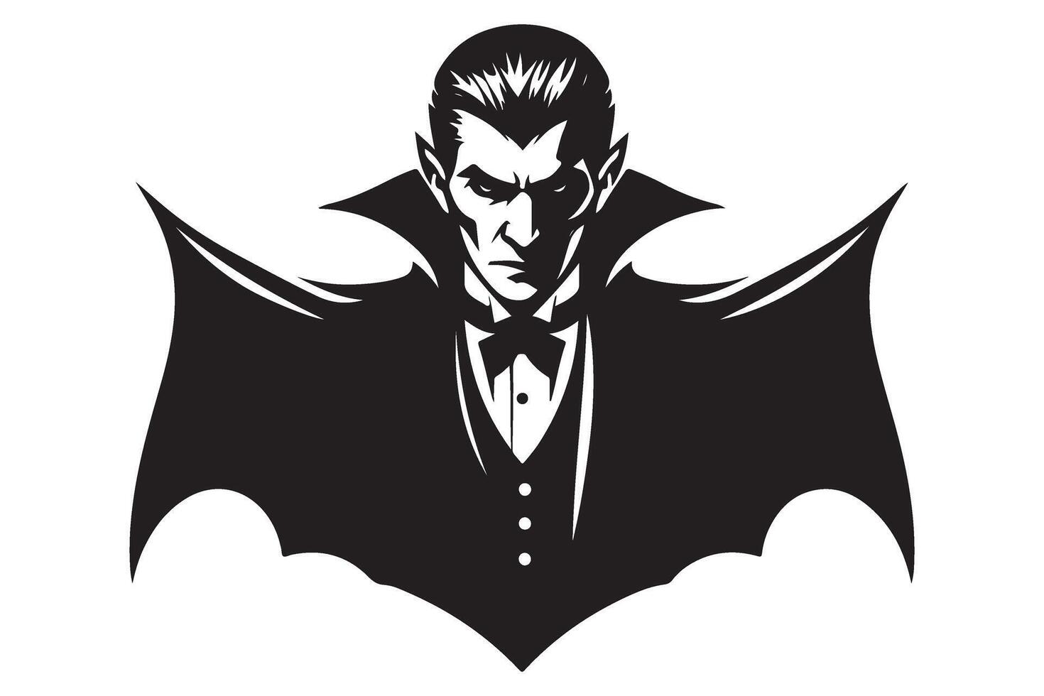 Sinister Vampire Character Silhouette With Bat Wings Illustration vector