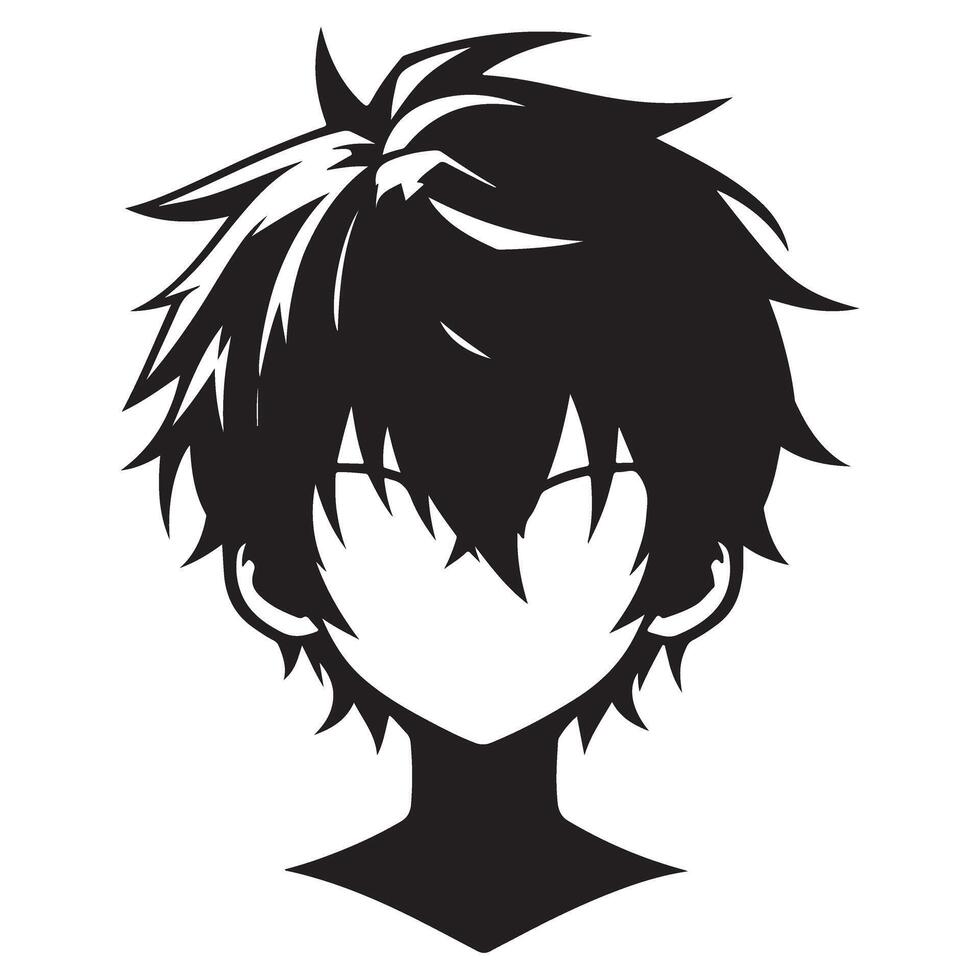 Anime Manga Boy Hairstyle Silhouette Illustration Cool Teenager Character vector