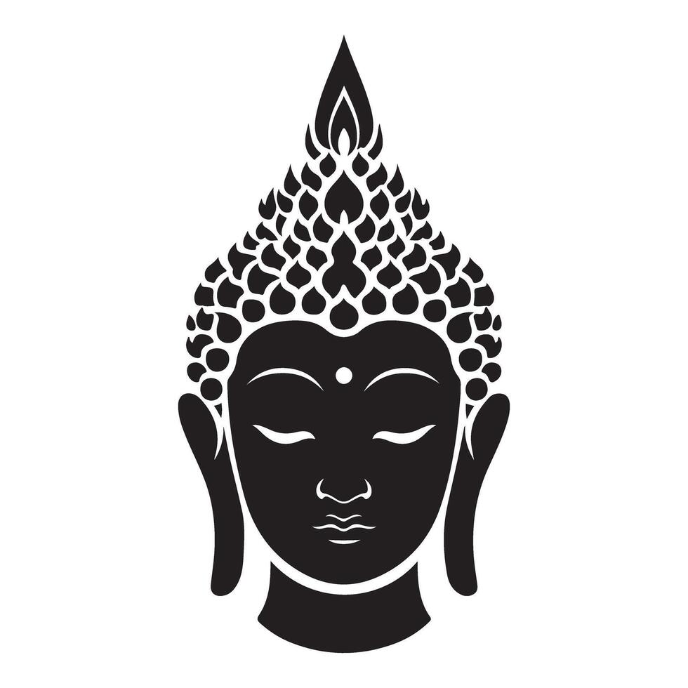 Serene Buddha Head Silhouette Illustration for Spiritual Art vector