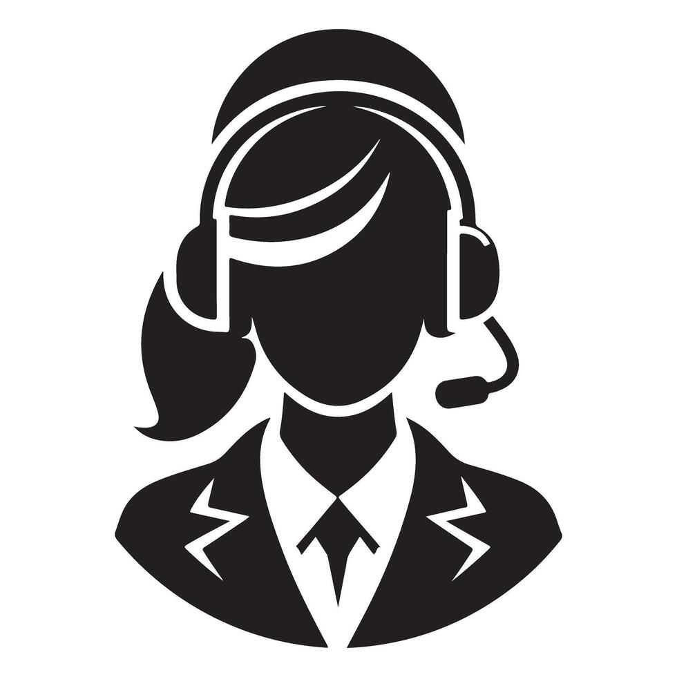 Customer Service Female Silhouette Illustration for Support Teams vector