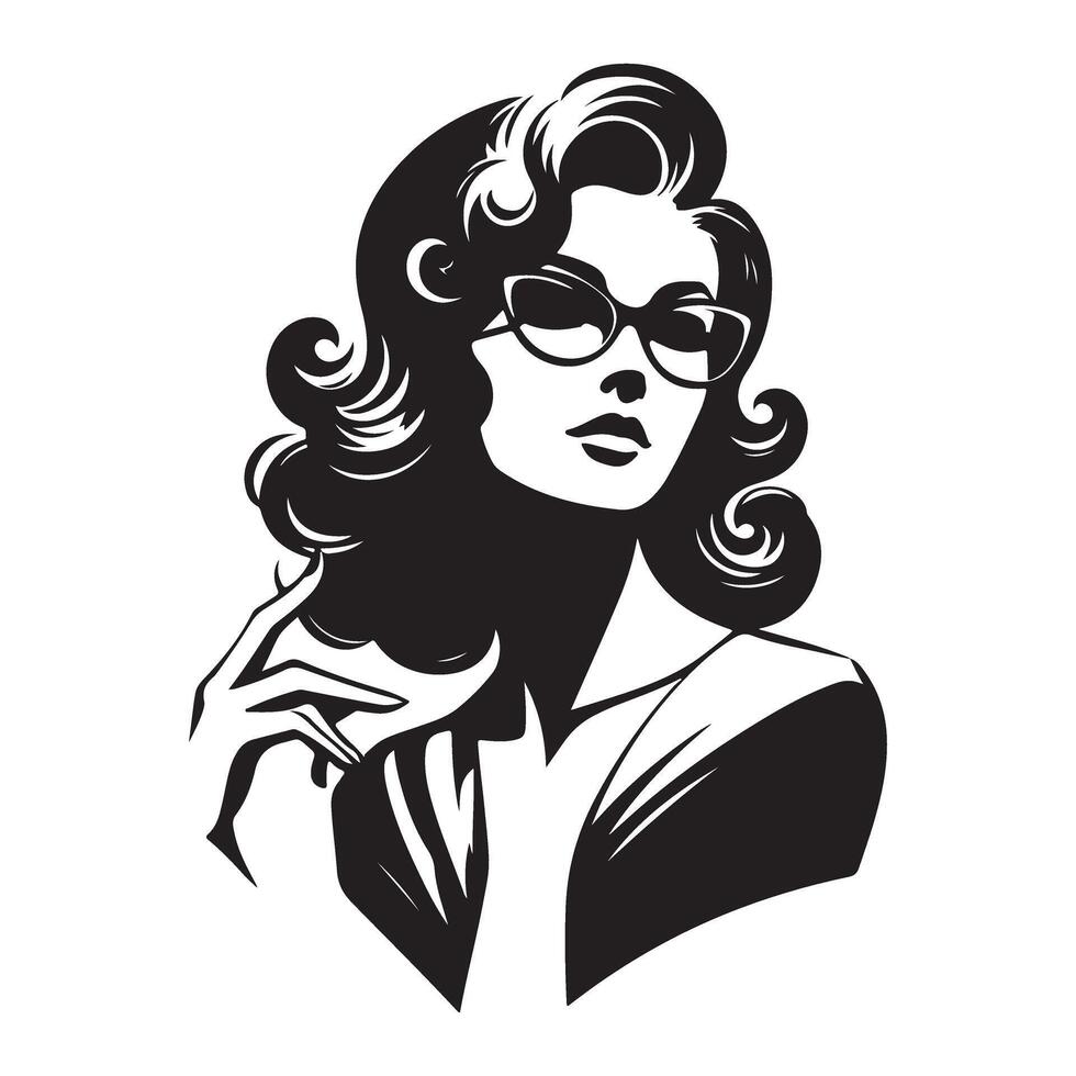 Retro Businesswoman Silhouette Illustration Glamorous Vintage Style Design vector