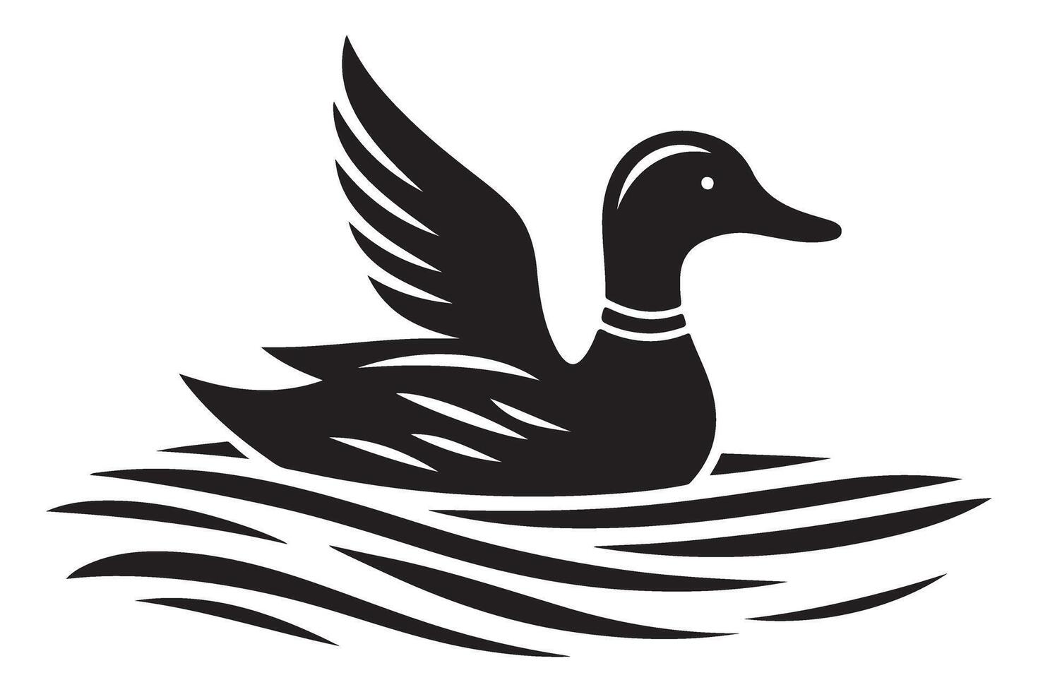 Elegant silhouette of a duck swimming gracefully in calm waters illustration vector